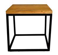 Solid Oak Top  Black Frame Side Table